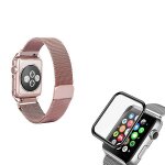 Kit bracelet milanese loop fermoir magnétique + film de verre 3d apple watch series 4 - 44mm - rose Kit bracelet milanese loop fermoir magnétique + film de verre 3d apple watch series 4 - 44mm - rose