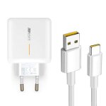 Kit chargeur 20w fast charge 4a vooc 2. 0 + c�ble fast charger type c pour oppo reno8 lite - blanc