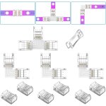 Kit de connecteur de bande led a 4 broches pour bande led smd 5050 10 mm avec 6x connecteurs ruban led, ...