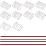 Kit connecteur ruban led double rang�e cob 12mm largeur carte 8 bande a fil connecteurs transparents ...