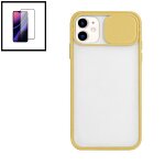 Kit coque avec fenetre anti - choc mat + film de verre tremp 5d a couverture complte pour iphone 11 ...