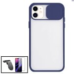 Kit coque avec fenetre anti - choc mat + film de verre tremp� 5d � couverture compl�te + support magn�tique ...