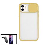 Kit coque avec fenetre anti - choc mat + film de verre tremp� 5d � couverture compl�te + support magn�tique ...