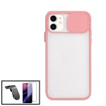 Kit coque avec fenetre anti - choc mat + film de verre tremp� 5d a couverture compl�te + support magn�tique ...