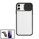 Kit coque avec fenetre anti - choc mat + film de verre tremp� 5d � couverture compl�te + support magn�tique ...