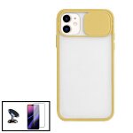 Kit coque avec fenetre anti - choc mat + film de verre tremp� 5d � couverture compl�te + support magn�tique ...