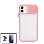 Kit coque avec fenetre anti - choc mat + film de verre tremp� 5d � couverture compl�te + support magn�tique ...