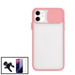 Kit coque avec fenetre anti - choc mat + film de verre tremp� 5d � couverture compl�te + support magn�tique ...