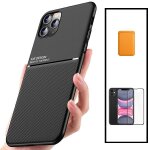 Kit coque magnetic lux + portefeuille magn�tique orange + film de verre tremp� 5d � couverture compl�te ...