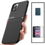 Kit coque magnetic lux + portefeuille magn�tiquebleu + film de verre tremp� 5d a couverture compl�te ...