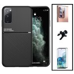 Kit coque magntique lux + film de verre tremp 5d a couverture complte + film camra arrire + support ...