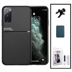 Kit coque magn�tique lux + portefeuille magn�tique bleu + verre tremp� nano incurv� uv + support magn�tique ...