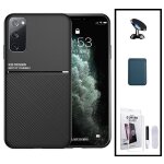 Kit coque magn�tique lux + portefeuille magn�tique bleu + verre tremp� nano incurv� uv + support magn�tique ...