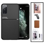 Kit coque magntique lux + portefeuille magntique marron + verre tremp nano incurv uv + film camra ...