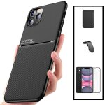 Kit coque magn�tique lux + portefeuille magn�tique noir + 5d full cover + support magn�tique l pour iphone ...