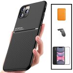 Kit coque magn�tique lux + portefeuille magn�tique orange + 5d full cover + support magn�tique l pour ...