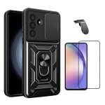 Kit de film en verre tremp� a coque compl�te 5d + couvercle coulissant de d�fenseur militaire magn�tique ...