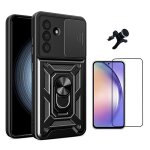 Kit de film en verre tremp� a coque compl�te 5d + couvercle coulissant de d�fenseur militaire magn�tique ...