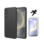 Kit de film en verre tremp� a coque compl�te 5d + couvercle en silicone liquide + support de voiture ...