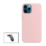 Kit support magn�tique l safe driving voiture + coque silicone liquide pour apple iphone 14 pro - rose ...