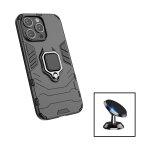 Kit support magn�tique de voiture + coque 3x1 military defender pour apple iphone 15 - noir