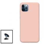 Kit support magn�tique de voiture + coque en silicone liquide iphone 11 pro max - rose