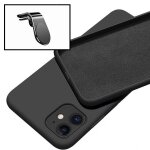 Kit support magnétique l pour voiture + coque silicone liquide pour iphone 12 - noir Kit support magnétique l pour voiture + coque silicone liquide pour iphone 12 - noir