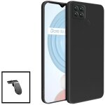 Kit support magn�tique de voiture + coque en silicone liquide pour realme c21y - noir