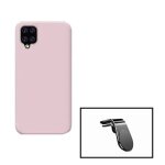 Kit support magntique l pour la voiture + coque silicone liquide pour samsung galaxy a42 5g - rose