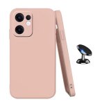 Kit support voiture magn�tique + coque en silicone liquide phonecare pour oppo reno13 f - rose