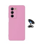 Kit support voiture magn�tique + coque en silicone liquide phonecare pour xiaomi redmi 15 - rose