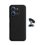 Kit support voiture magn�tique + coque en silicone liquide phonecare pour xiaomi redmi 15c - noir