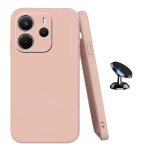 Kit support voiture magn�tique + coque en silicone liquide phonecare pour xiaomi redmi note 14 5g - rose ...