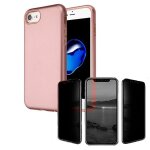 Kit de verre tremp� 5d anti - spy / intimit� + coque mince et rigide pour iphone se new 2020 - rose