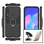 Kit verre tremp� 5d full + coque 3x1 military defender + support magn�tique voiture pour huawei p40 lite ...