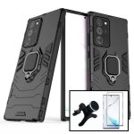 Kit verre tremp� 5d full + coque military defender ring anti - impact + support magn�tique renforc� pour ...