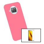 Kit verre tremp� 5d full + coque silicone liquide pour xiaomi redmi note 9 pro 5g - rose