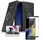 Kit de verre tremp� 5d full cover + coque 3x1 military defender + support magn�tique de voiture pour ...