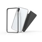 Kmp coque de prot. alu. iphone x etui de derri�re en verre gris