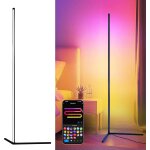 Lampadaire led rgb sur pied 150 cm u2013 lampe d`angle dimmable avec tlcommande, smart app contrle ...