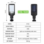 Lampadaire solaire led avec dtecteur de mouvement pir, impermable, lampe murale intelligente avec tlcomman ...