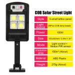 Lampadaire solaire led avec dtecteur de mouvement pir et tlcommande intelligente, 500w, 128 cob, eclairage ...