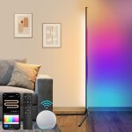 Lampadaire sur pied salon, rgbcw led lampadaire sur pied d'angle lampe compatible avec alexa / google ...