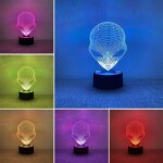 Lampe alien 3d decorative, lampe de chevet chambre intelligente a 7 couleurs pour enfants, veilleuse ...