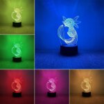 Lampe axolotl 3d decorative, lampe de chevet chambre intelligente a 7 couleurs pour enfants, veilleuse ...