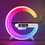 Lampe de chevet led intelligente blanc abs avec chargeur sans fil, haut - parleur bluetooth, 10 modes ... Lampe de chevet led intelligente blanc abs avec chargeur sans fil, haut - parleur bluetooth, 10 modes ...
