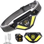 Lampe frontale intelligente a led xpg + cob, a induction, etanche, pour extrieur, scurit, splologie, ...
