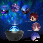 Lampe de projection laser led usb, lecteur de musique compatible bluetooth, veilleuse d'ambiance, d�coration ...