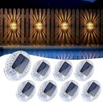 Lampes solaires de cl�ture d�co coquille, 360 transparent lumi�re jardin ext�rieure etanche ip65, contr�le ...