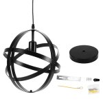 Lampe suspendue en mtal noir, lustre dcoratif rtro industriel vintage avec connecteur pour bar caf ...